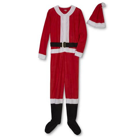 joe boxer men s christmas one piece pajamas and hat santa claus