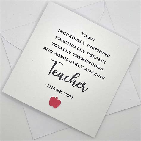 Teacher Thank You Card Absolutely Amazing Teacher By Looks Inviting