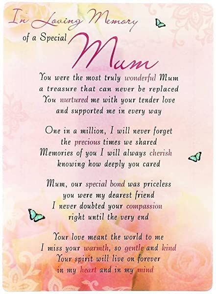 In Loving Memory Mum On Mother S Day Memorial Graveside Funeral Poem