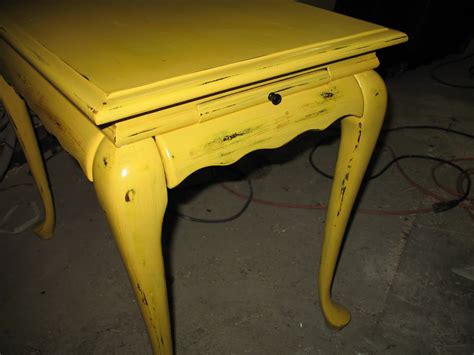 Shabby And Chic Yellow End Table