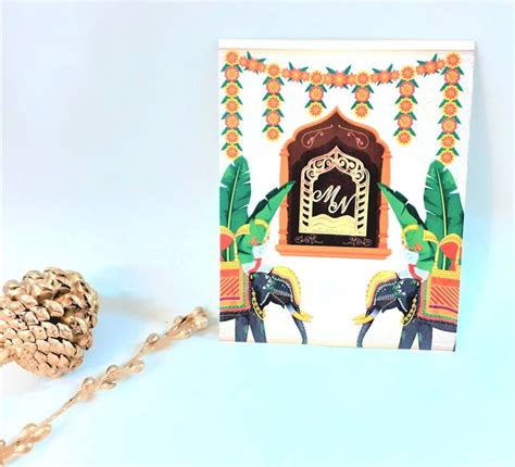 Royal Palace 3d Popup Jharokha Wedding Invitation Card Marigolds