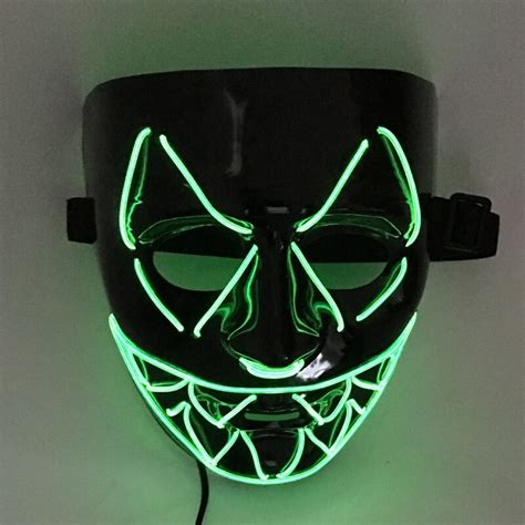 9 Colors New El Wire Light Up Led V Mask For Vendetta Anonymous Guy