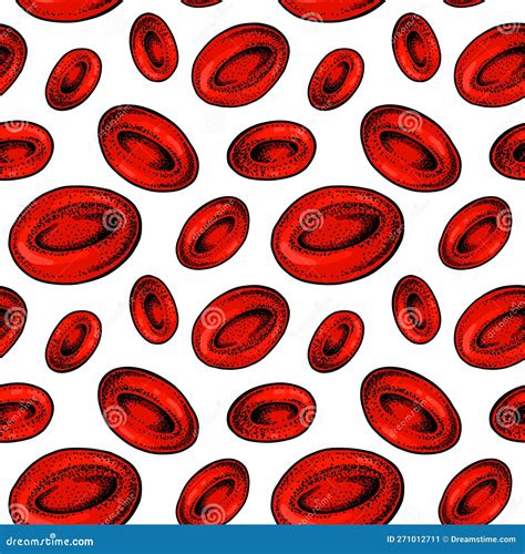 Red Blood Cells Seamless Pattern Hand Drawn Erythrocytes Stock Vector