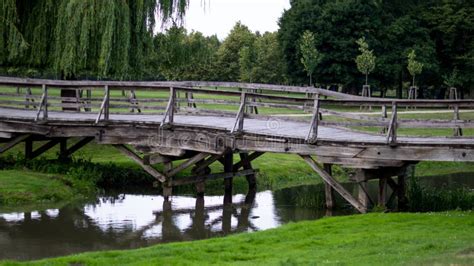 Wooden Bridge Leading To The Park Side View Stock Image Image Of