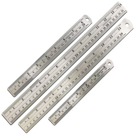 Mr Pen Steel Rulers 4 Pieces 6 8 12 14 Inch Rulers Metal Ruler