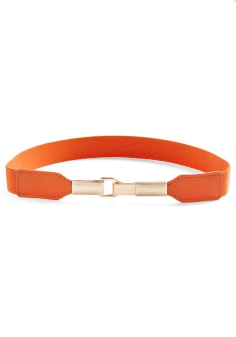 Pretty In Link Belt In Orange Orange Solid Casual 80s Gold