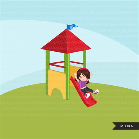 Playground Clipart Girl On Slide Outdoors Park Slide Graphics Kinde