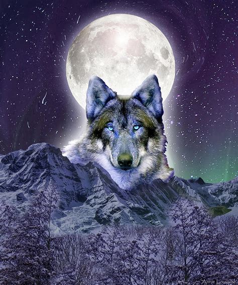 Wolf Moon Painting By Annie Louvaine Fine Art America