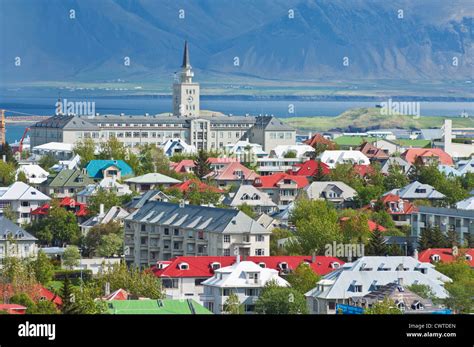 Reykjavik Suburbs View Iceland Capital City Eu Europe Stock Photo