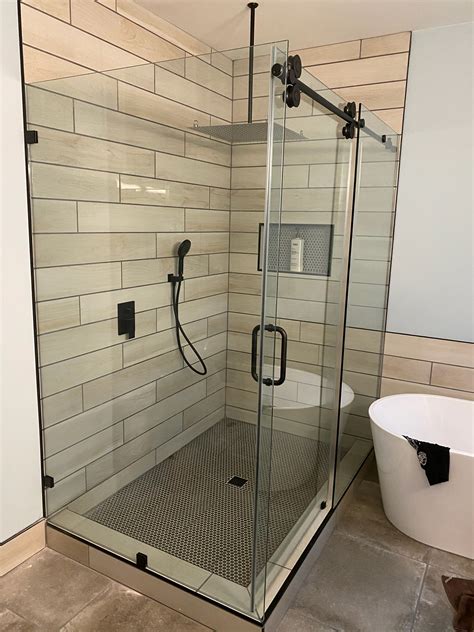 barndoor shower enclosure lejeune shower and glass llc