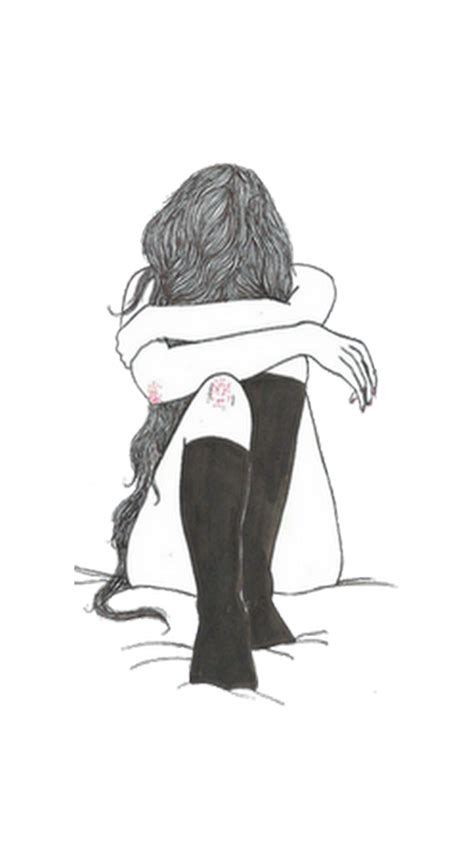 Depressed Girl Tumblr Drawing