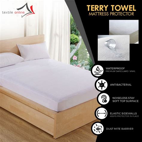waterproof terry towel mattress protector fitted sheet cover single double king ebay