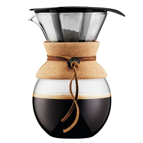 Bodum Pour Over Coffee Maker With Permanent Filter 34 Ounce Cork