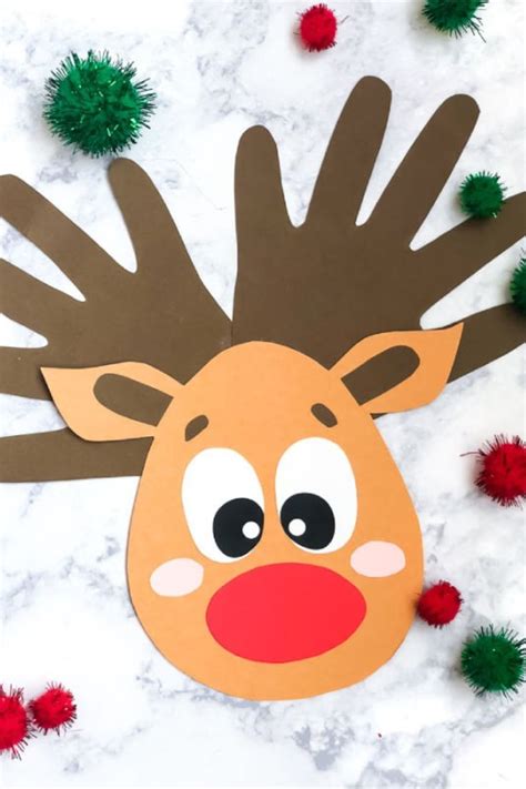Handprint Reindeer Craft For Kids Free Template Christmas Art