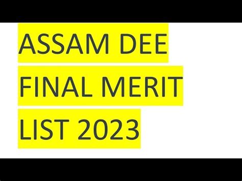 Assam DEE LP UP Teachers Final Merit List 2023 Update Assamlp Up