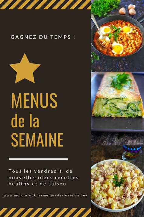 Menu de la semaine planning repas avec des idées simples Idée