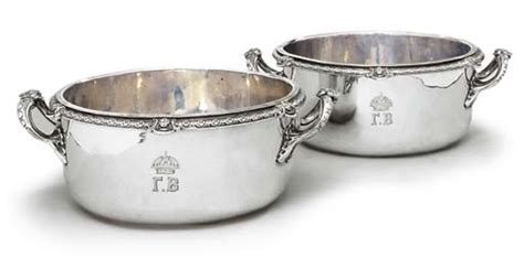 A Pair Of Victorian Silver Souffle Dishes And Liners From King George I