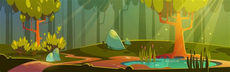 Cartoon Forest Background With Pond Or Swamp 14941352 Vector Art At Vecteezy