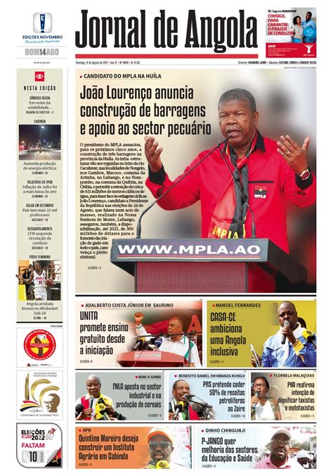 Jornal De Angola Domingo 14 De Agosto De 2022