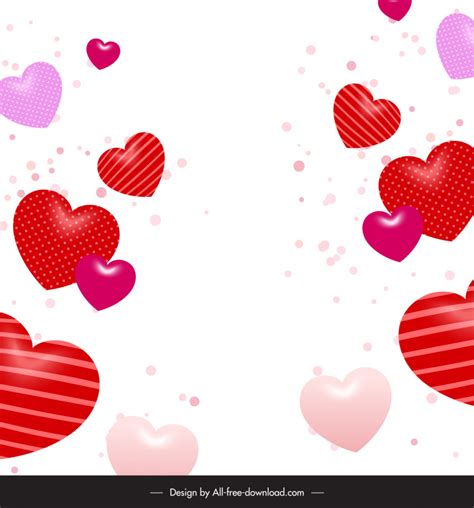 Love Background Template Modern Dynamic Floating Hearts Vectors Graphic