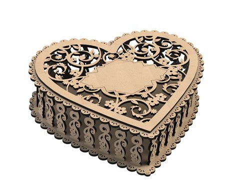 Set Of 3 Heart Shaped Boxes For Cnc Cutting Mdf Wood 150mm 200mm 250mm