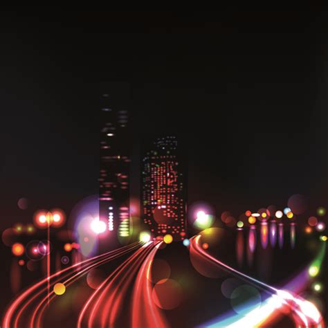 Night City With Neon Design Vector Vectors Graphic Art Designs In