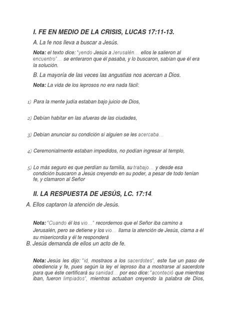 Sermon De Los 10 Leprosos Pdf Jesús Salvación