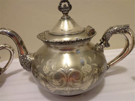 Antique Van Bergh Quadruple Silverplate Tea Service Set 1898