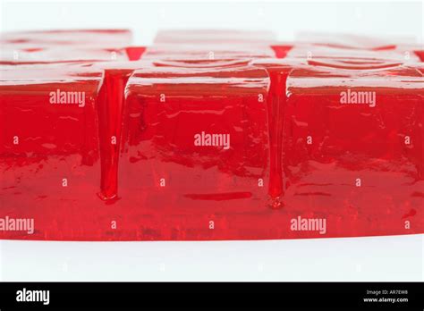 Red Jelly Cubes Stock Photo Alamy