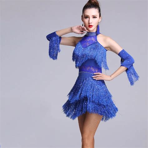 2017 New Professional Latin Dance Suit For Women Roseredblackblue Dance Dressesandgloves Samba
