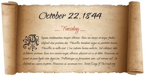 What Day Of The Week Was October 22 1844