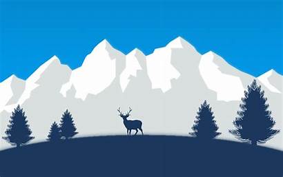 Vector Mountains Deer Snow Trees Forest Mountain