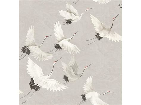 A Street Prints Mistral Wallpaper Windsong Cranes Fd24304 Light Grey