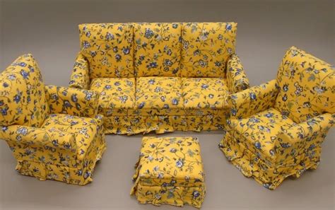 Yellow Floral Sofa Set