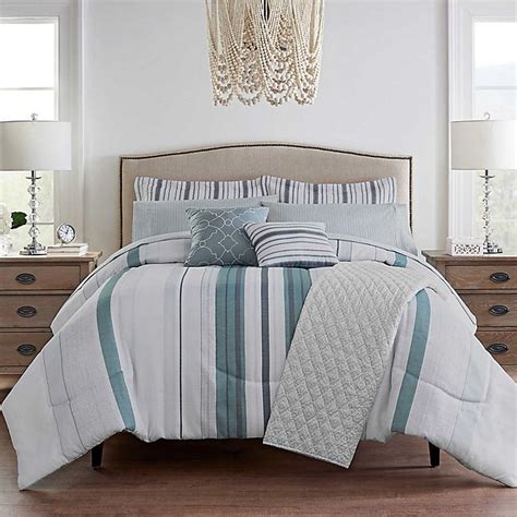 Waverly kids all aboard reversible comforter set. Waverly® Forever Stripe 10-Piece Comforter Set | Bed Bath ...