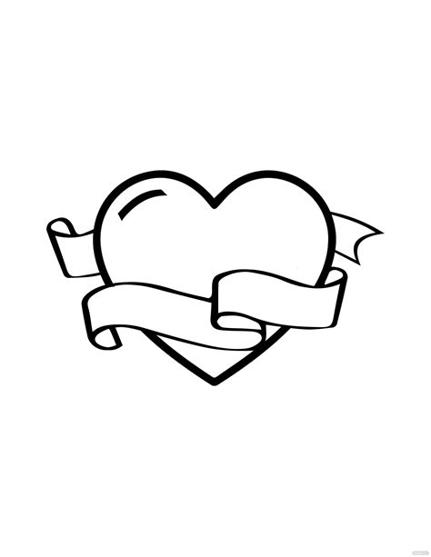 Heart With Ribbon Drawing In Pdf Illustrator Svg  Eps Png