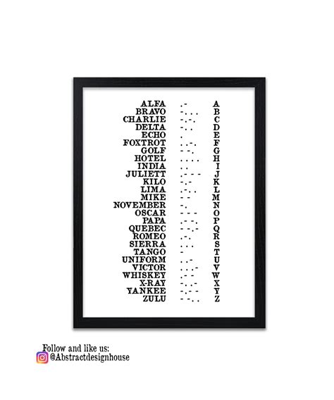 Phonetic NATO Alphabet Print Morse Code Wall Art Different Etsy