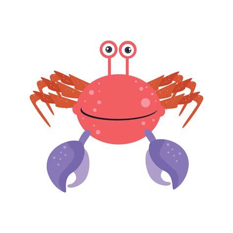 Illustration Vector Graphic Cartoon Pink Crab With Purple Claws And