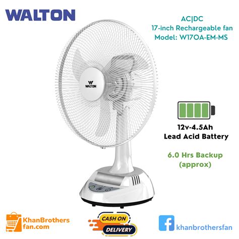 Walton 17″ Rechargeable Table Fan W17oa Em Ms Charger Fan Backup Fan Emergency Fan Khan