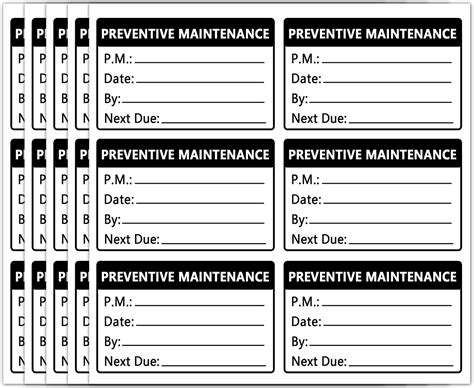 Top Label Preventative Maintenance Stickers3x2 Inch