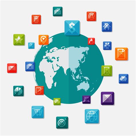 Social media icons on world globe - Download Free Vectors, Clipart ...