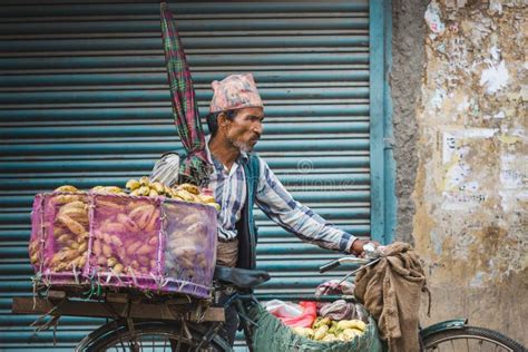 Nepali Street Vendor Going To Sell Banana Editorial Photography Image Of Chaos Lifestyle