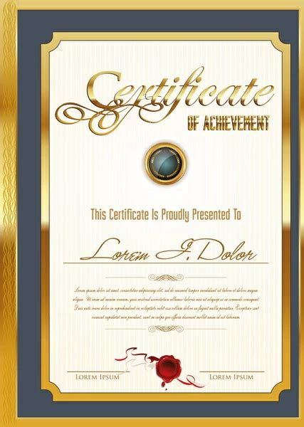 Golden Frame Certificate Template Vector Vectors Graphic Art Designs In