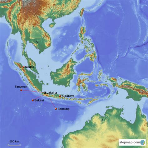Stepmap Indonesia 6 Biggest Cities Landkarte Für Indonesia