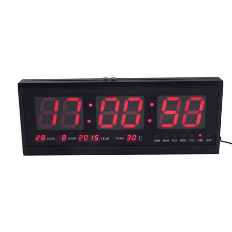 Ready Stock Large Modern Led Digital Wall Clock Date Temperature Hour