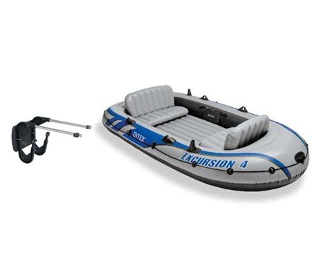 Intex Excursion 4 Inflatable Boat Set And Motor Mount Kit 68324ep