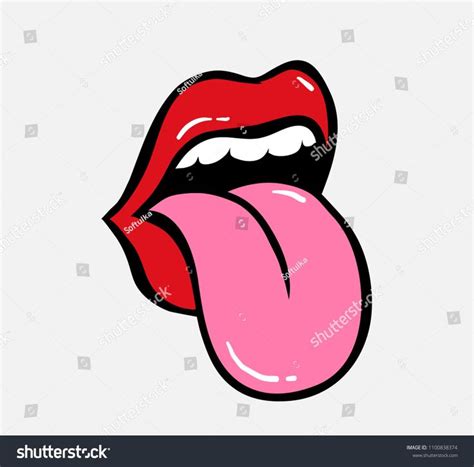 Pop Art Vector Speaking Red Lips Sexy Woman S Half Open Mouth Licking