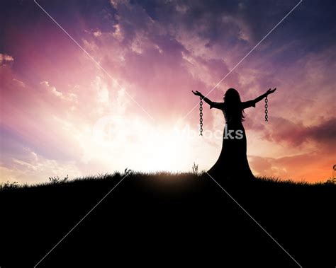 Woman Standing With Broken Chains Royalty Free Stock Image Storyblocks