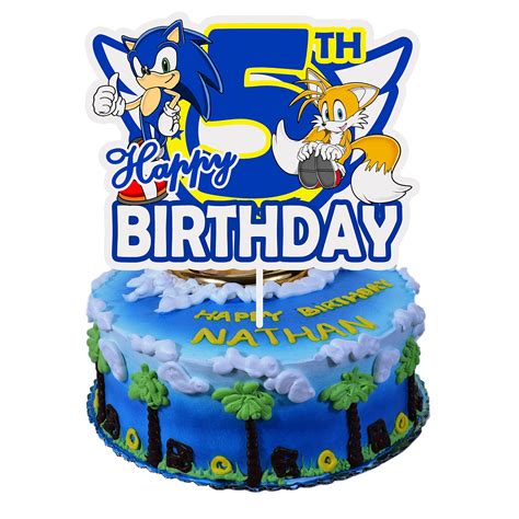 Buy Sonic Birthday Cake Topper 5 Blue Hedgehog Happy 5th Birthday Cake