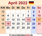 Kalender April 2022 als PDF-Vorlagen
